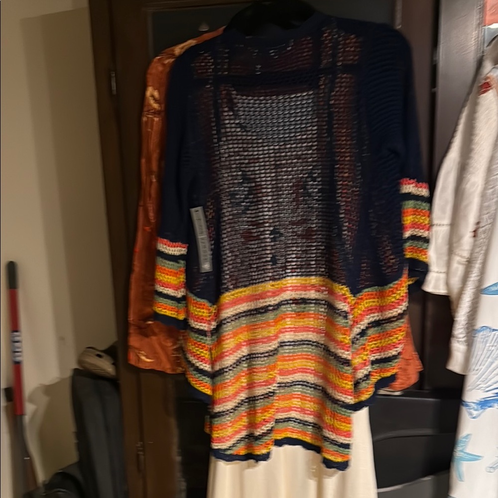 Absolutely Famous Blue and Yellow Knit Cardigan Sweater - Picture 4 of 4